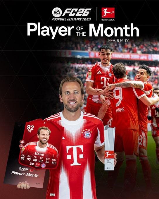 华体会体育-4场比赛8球1助，凯恩当选德甲二月最佳球员